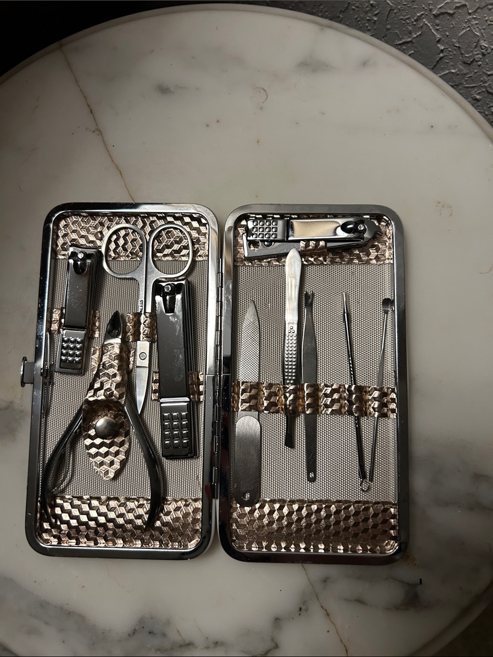 Gold and silver Stainless Steel Grooming Manicure Set - 12 Piece. New w/out box.